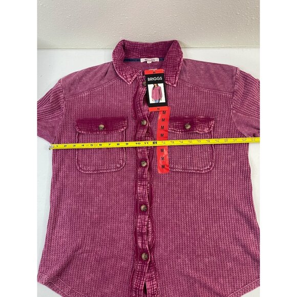 Briggs Women's Relaxed Fit Button Front Long Sleeve Waffle Shirt Size: S,M,L - Picture 13 of 16